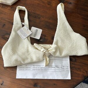 Monday Swimwear Portugal Ivory Crinkle small tie, swim top